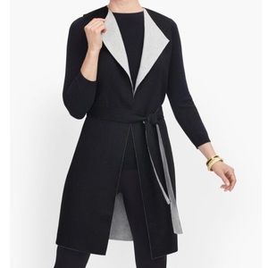 Talbots Black and Gray Open Front Cardigan